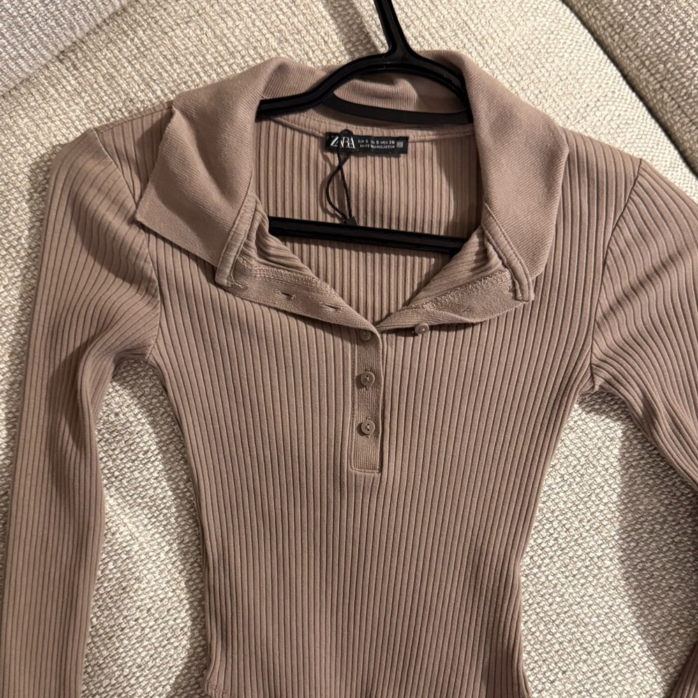 Zara cream collard bodysuit